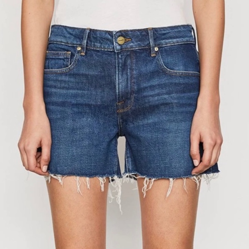 Frame Le Grand Garcon Short Raw Fray denim short 26
